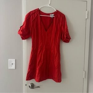Red puff sleeve mini dress